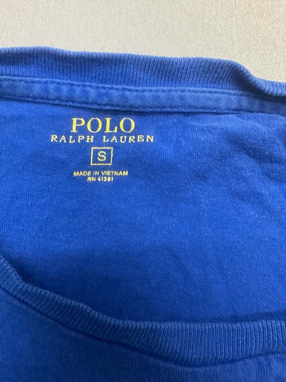 Polo Ralph Lauren Blue Short Sleeve Pocket T-Shirt with Green Pony Logo Size S - Picture 2 of 6